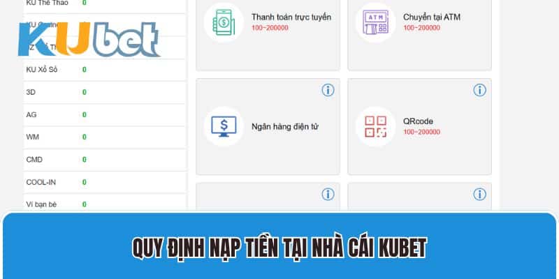 Quy định nạp tiền tại nhà cái Kubet